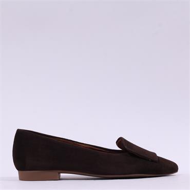 Paul Green Slip On Square Detail Loafer - Brown Suede